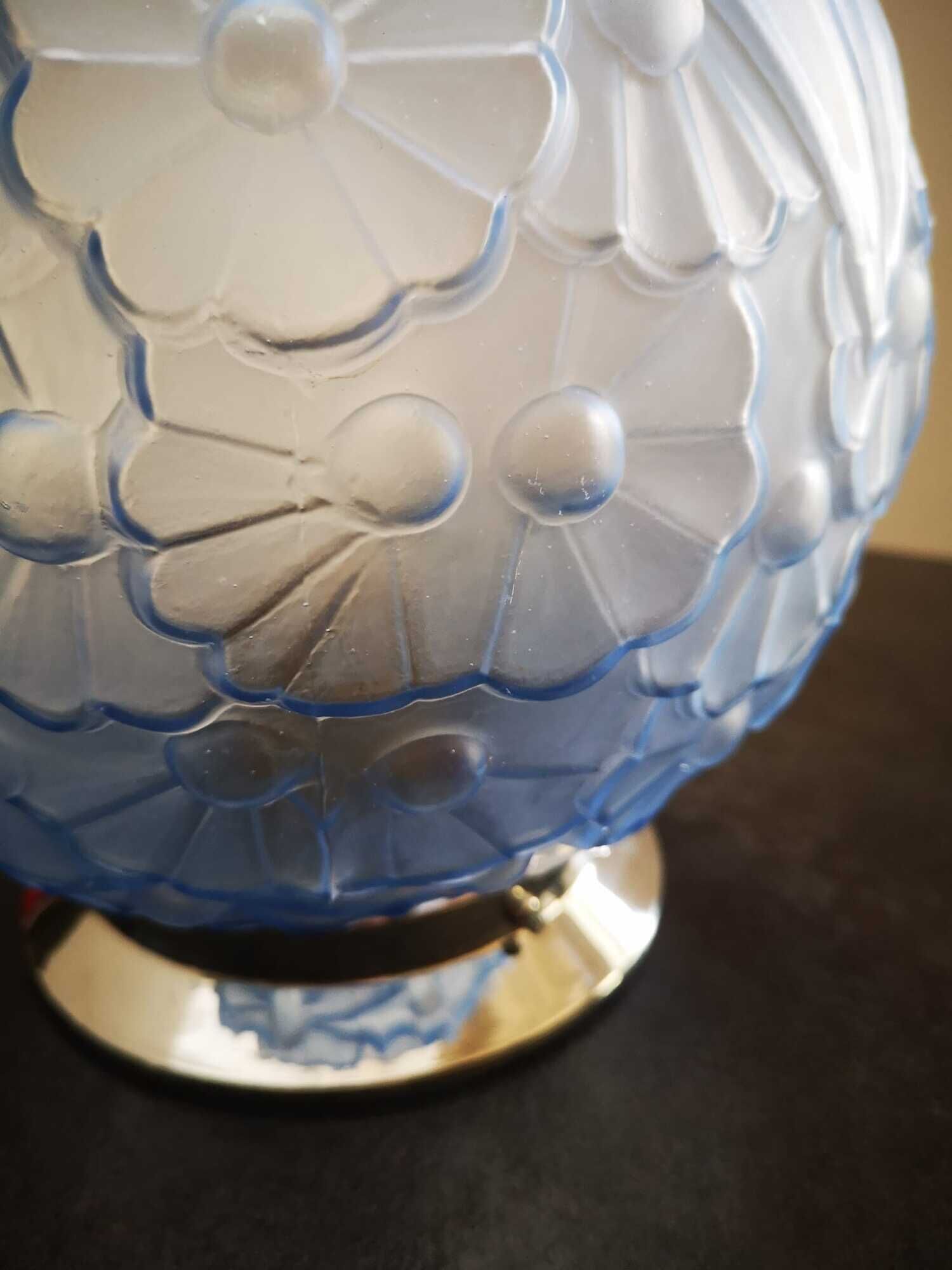 Ceiling lamp wall lamp old globe glass paste blue rare model floral decoration Ø 20 cm Art Deco 1930