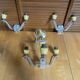 Chandelier + pair of wall lights in the old style jules leleu gilded + perspex plexi
