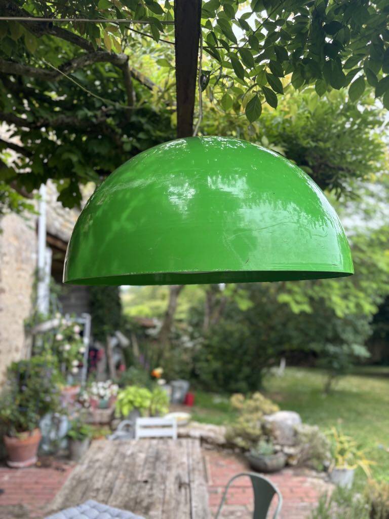 Green metal industrial pendant light