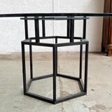 Table Roche Bobois glass and metal of the 80
