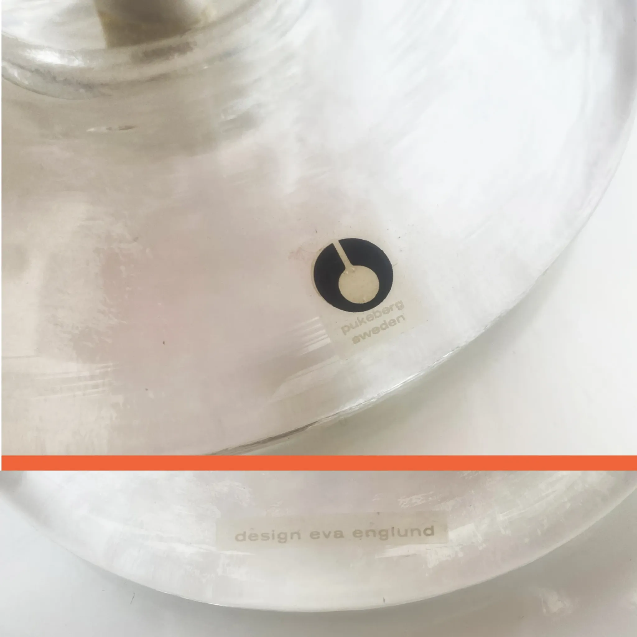 Rare glass art lamp by Eva Englund for Pukeberg from the 1970s.