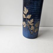 Blue ceramic vase with roller signed AB (signature to be identified)