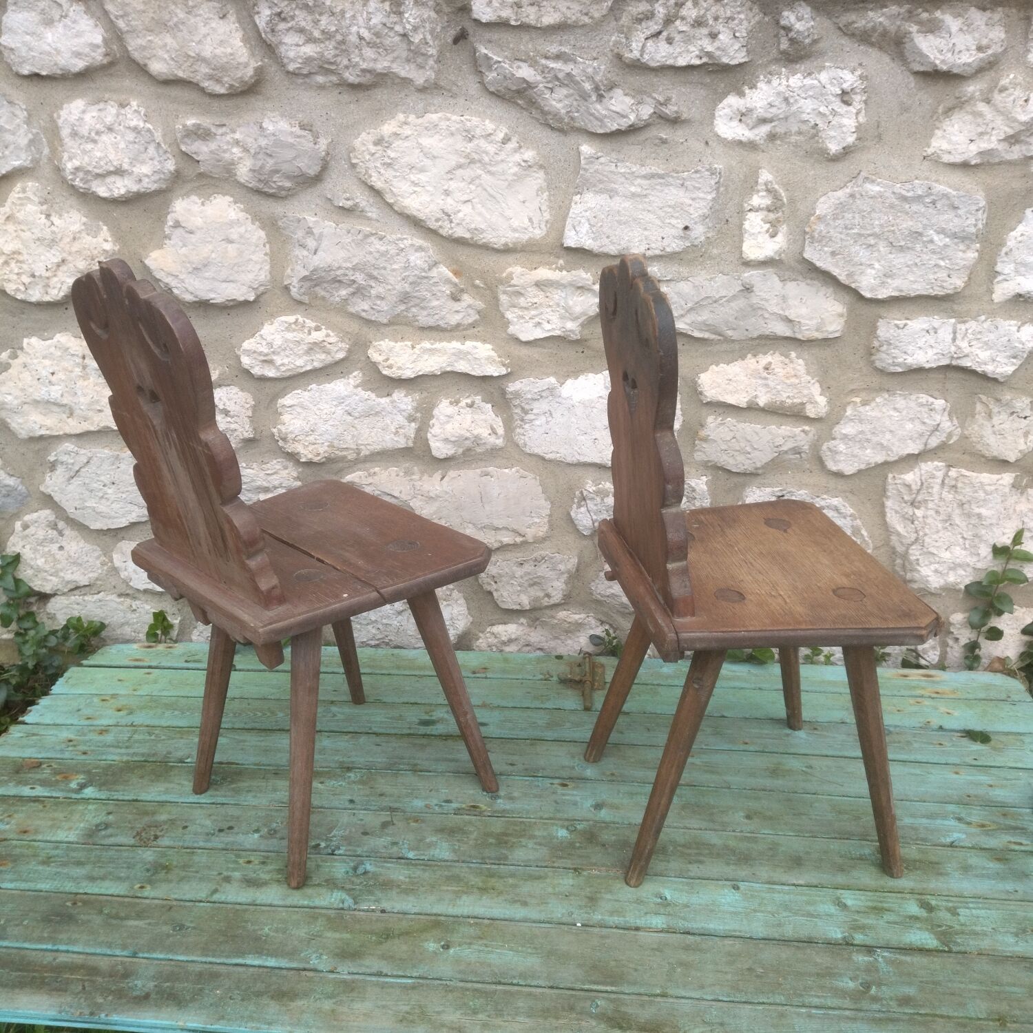 Pair of chairs brutalist stepladder