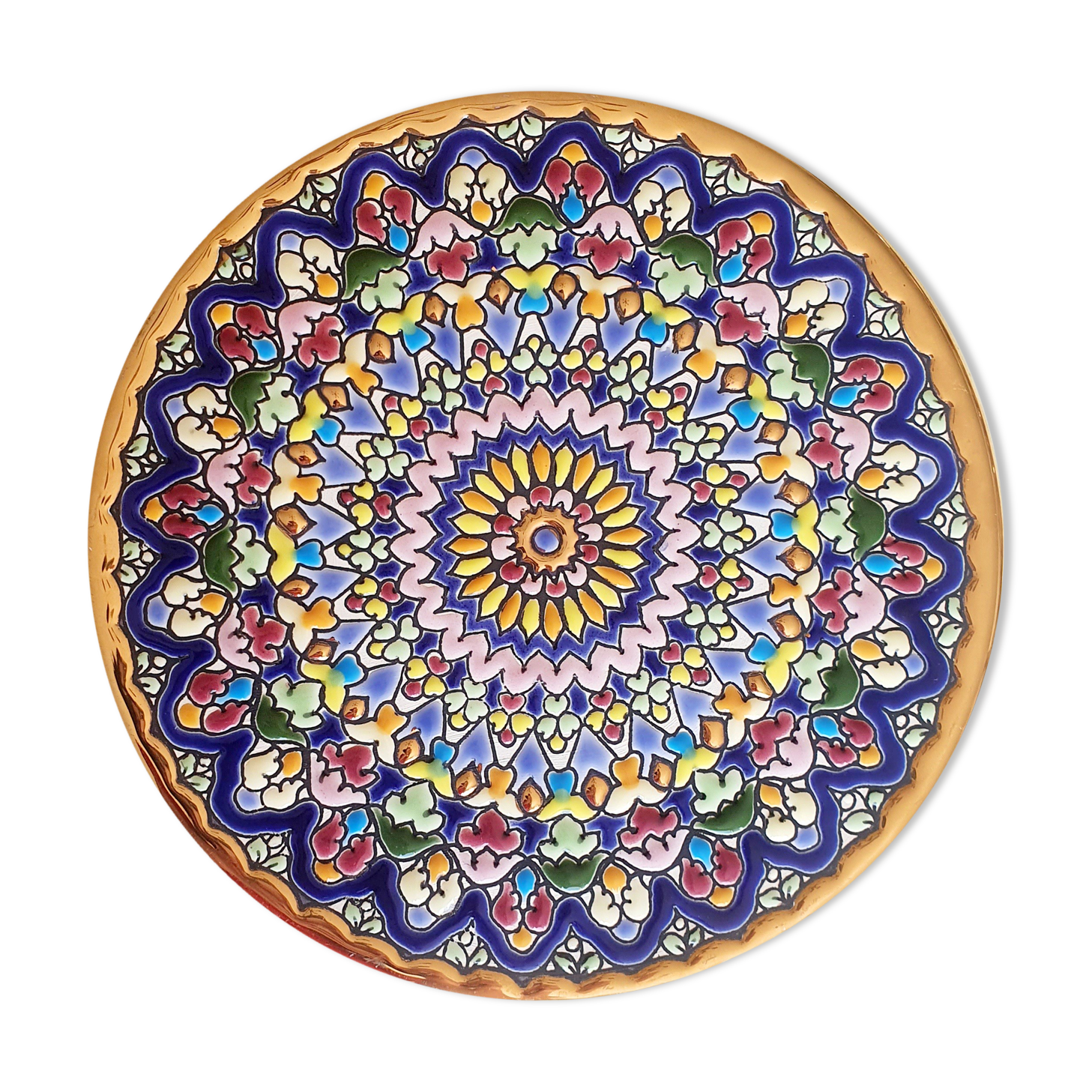 Assiette décorative émail et or Cercolon Espagne