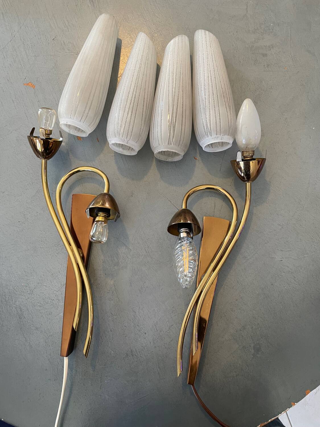 Pair of vintage double wall lights