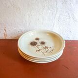 4 x sarreguemines france thistle deep plates mid century gres ceramic pottery salad bowls