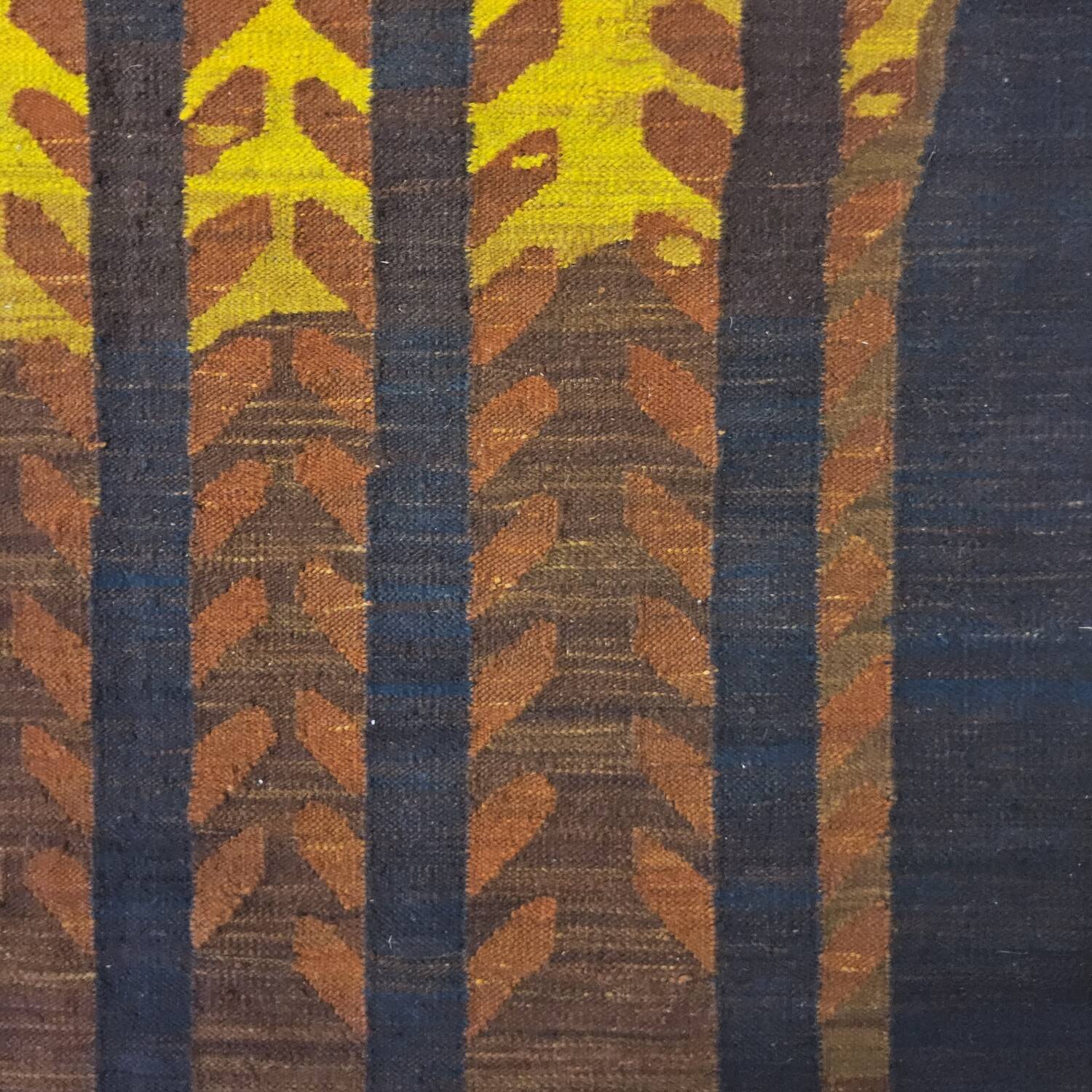 Tapis kilim en laine vintage design Maria Janowska (Zachód) coucher de soleil