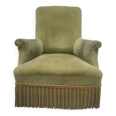 Fauteuil crapaud en velours d'époque napoléon III 19éme