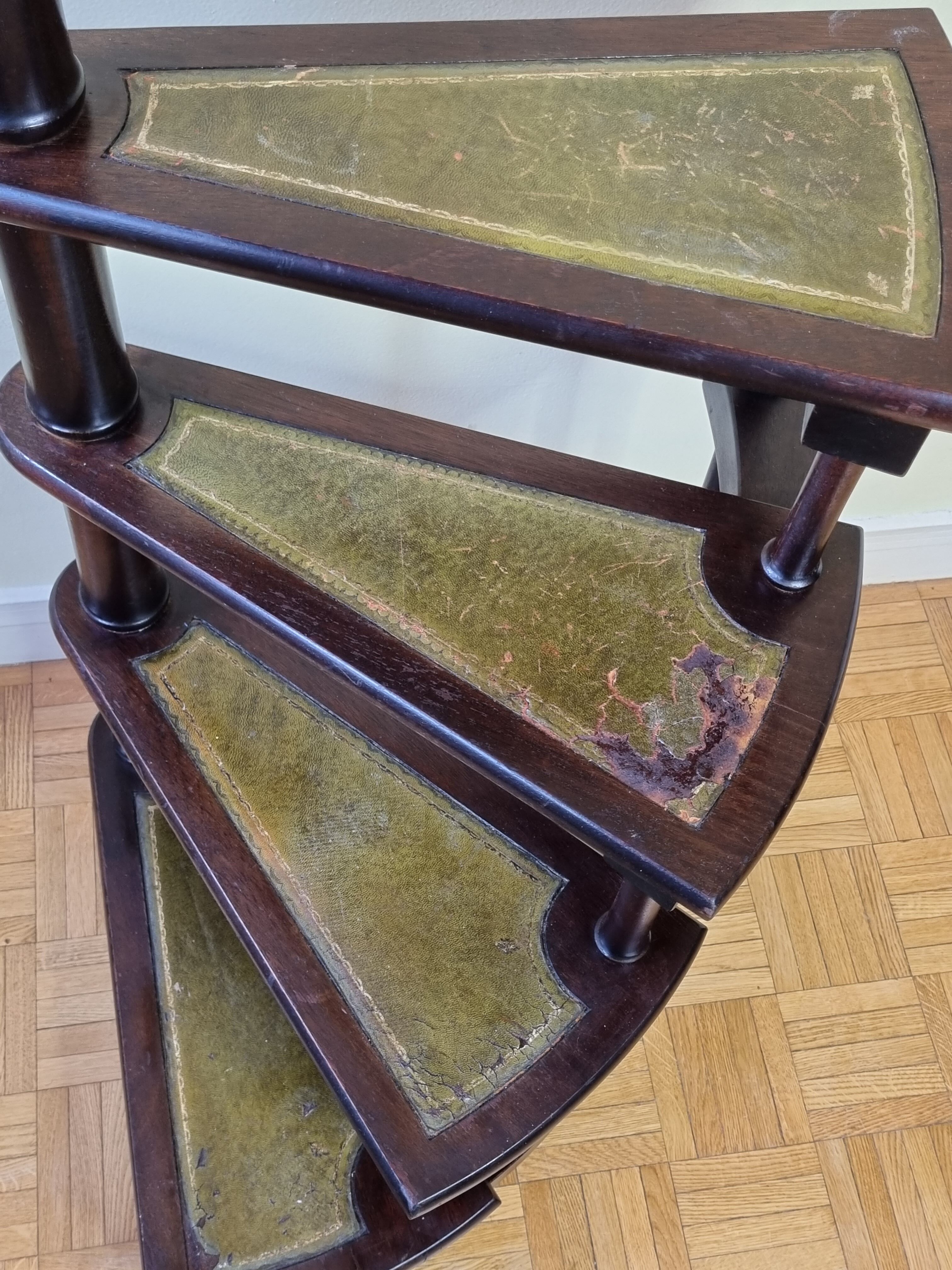Victorian-style mahogany style library staircase circa 1900