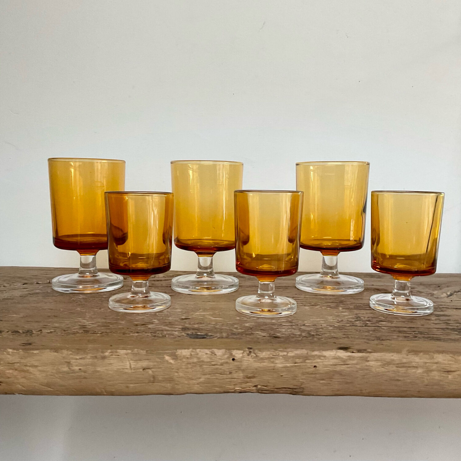 6 LUMINARC amber "rider" glasses