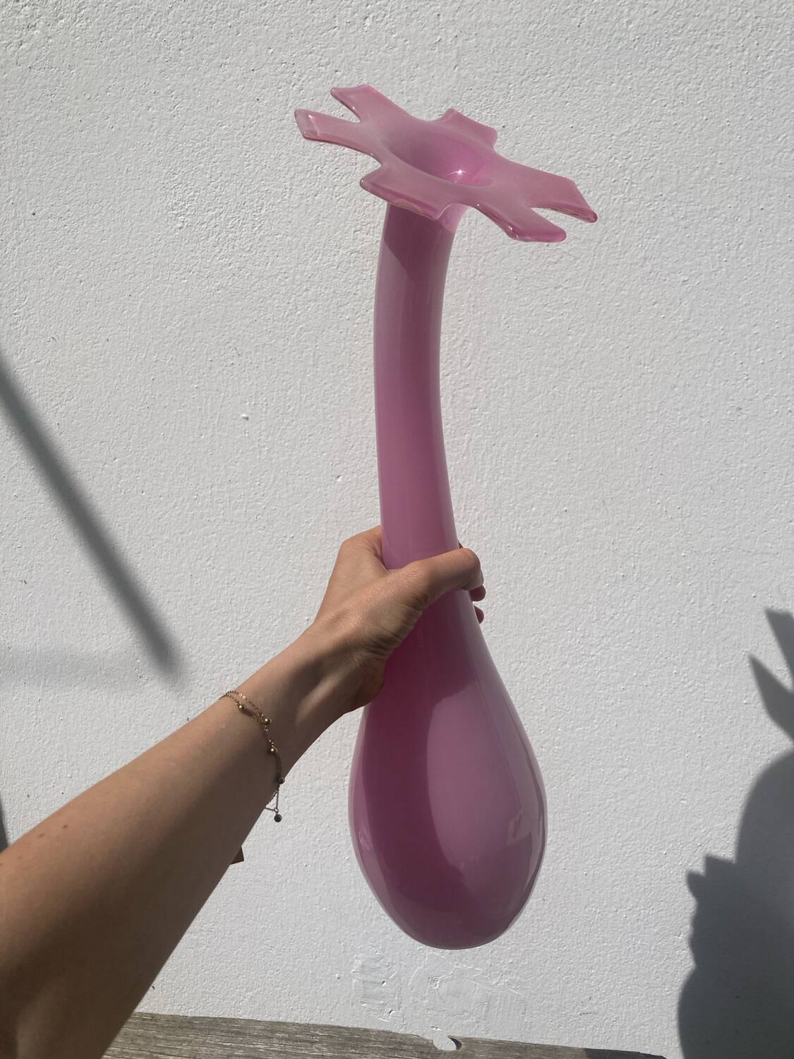 Grand vase fleur opaline rose