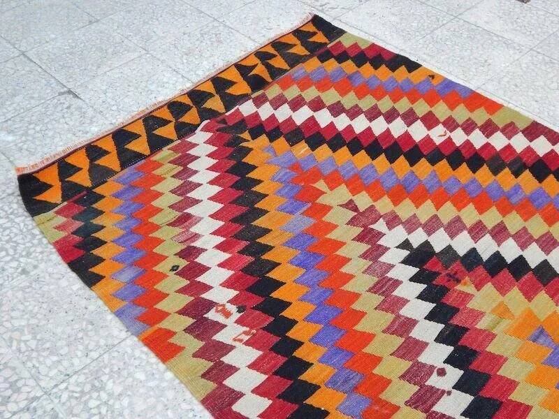 Vintage Turkish hallway rug 126x327 cm