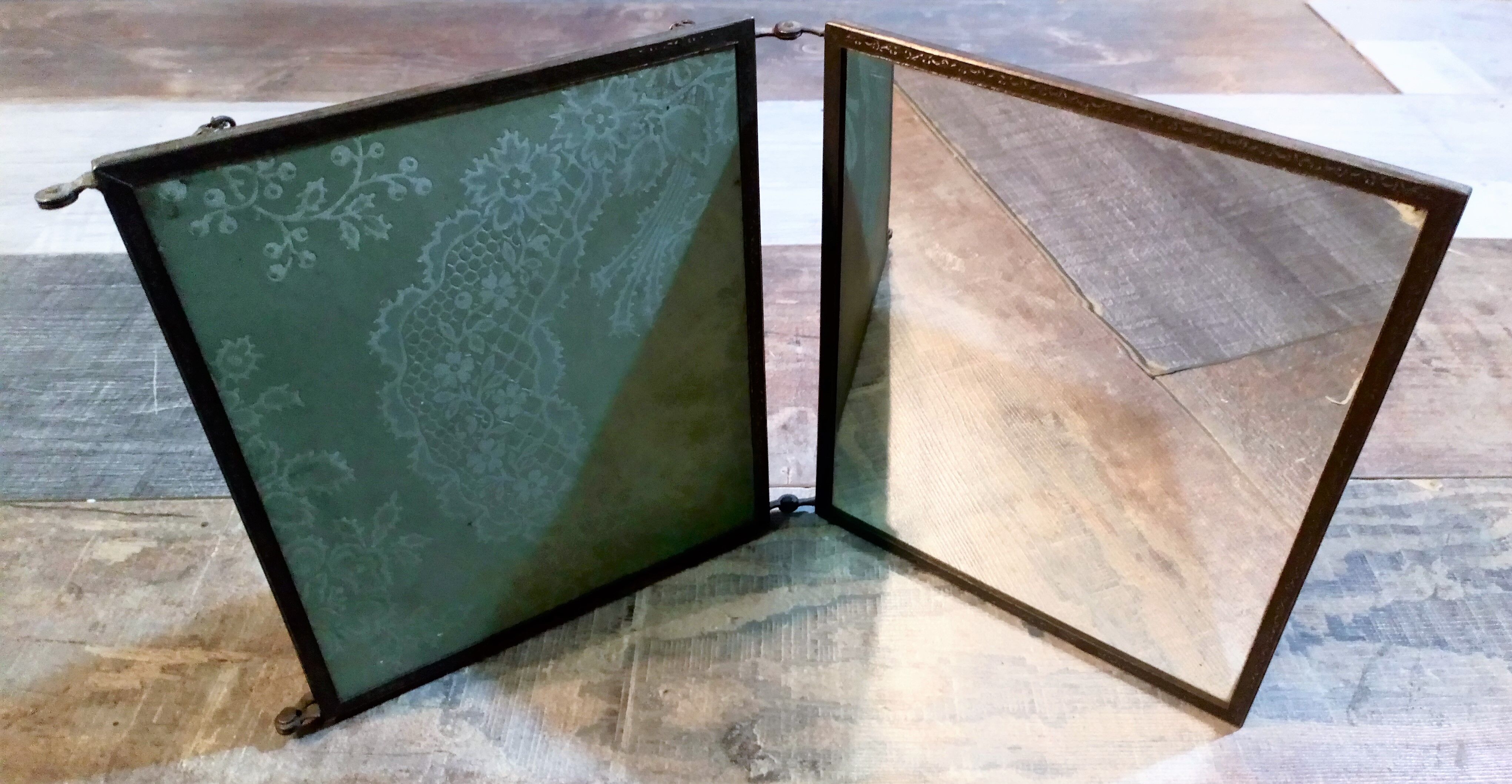 Mirror barber triptych early twentieth century 57x21cm