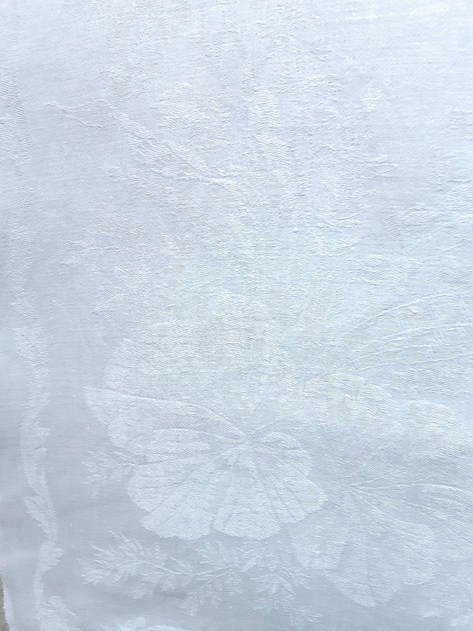 service table damned, tablecloth and 6 embroidered napkins "Elodie", 2m40 x 1m75, late nineteenth, early twentieth