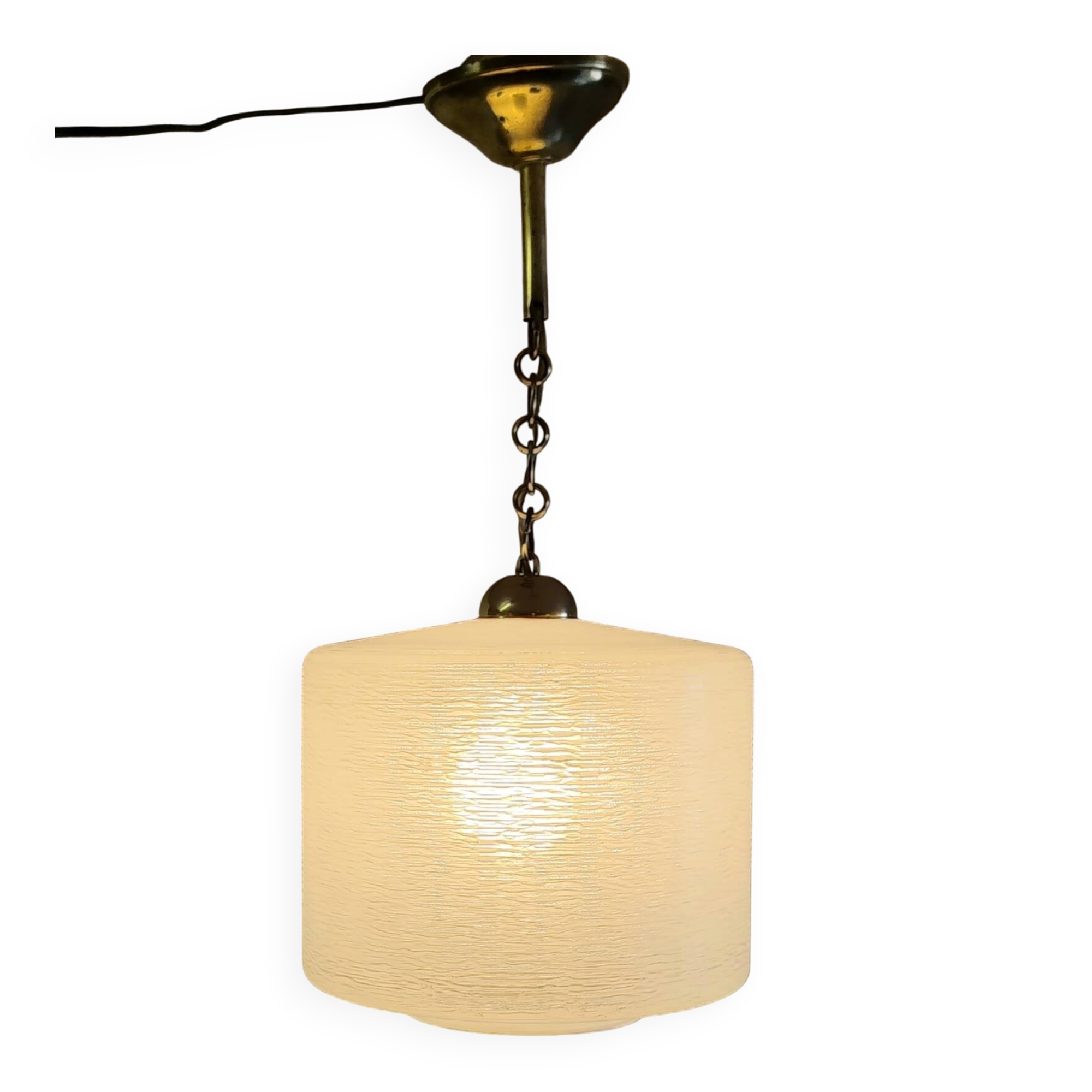 Suspension vintage en laiton et verre - années 60