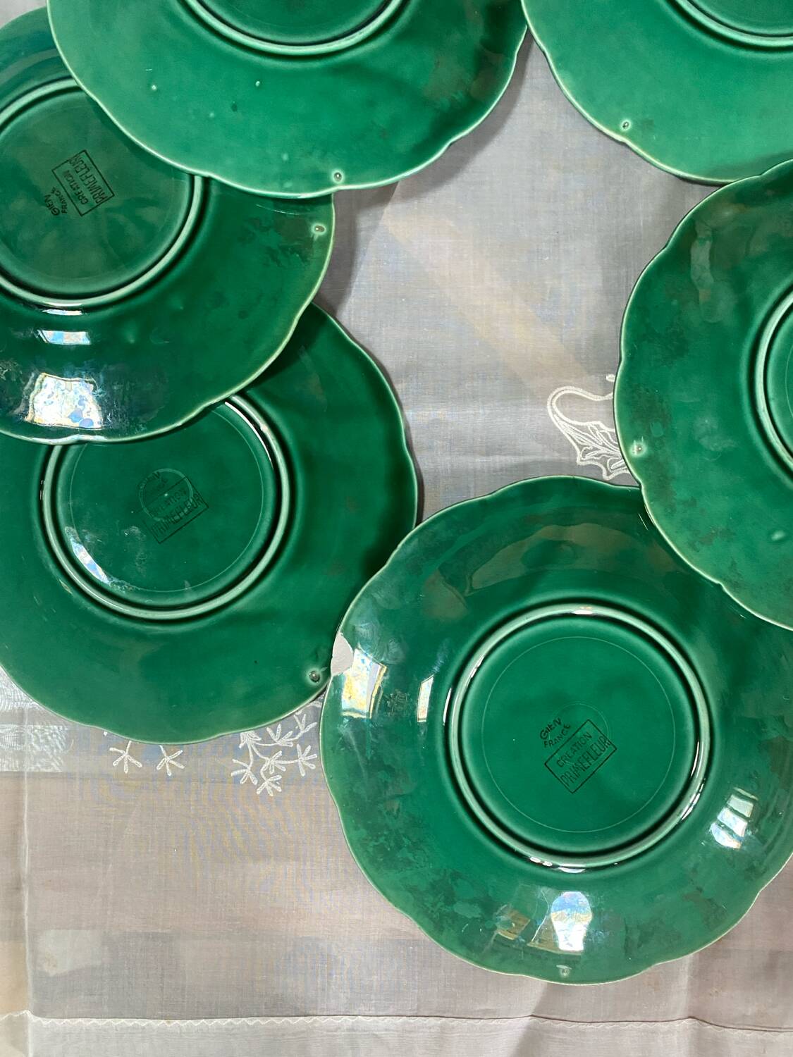 Set of 6 majolica plates from Gien