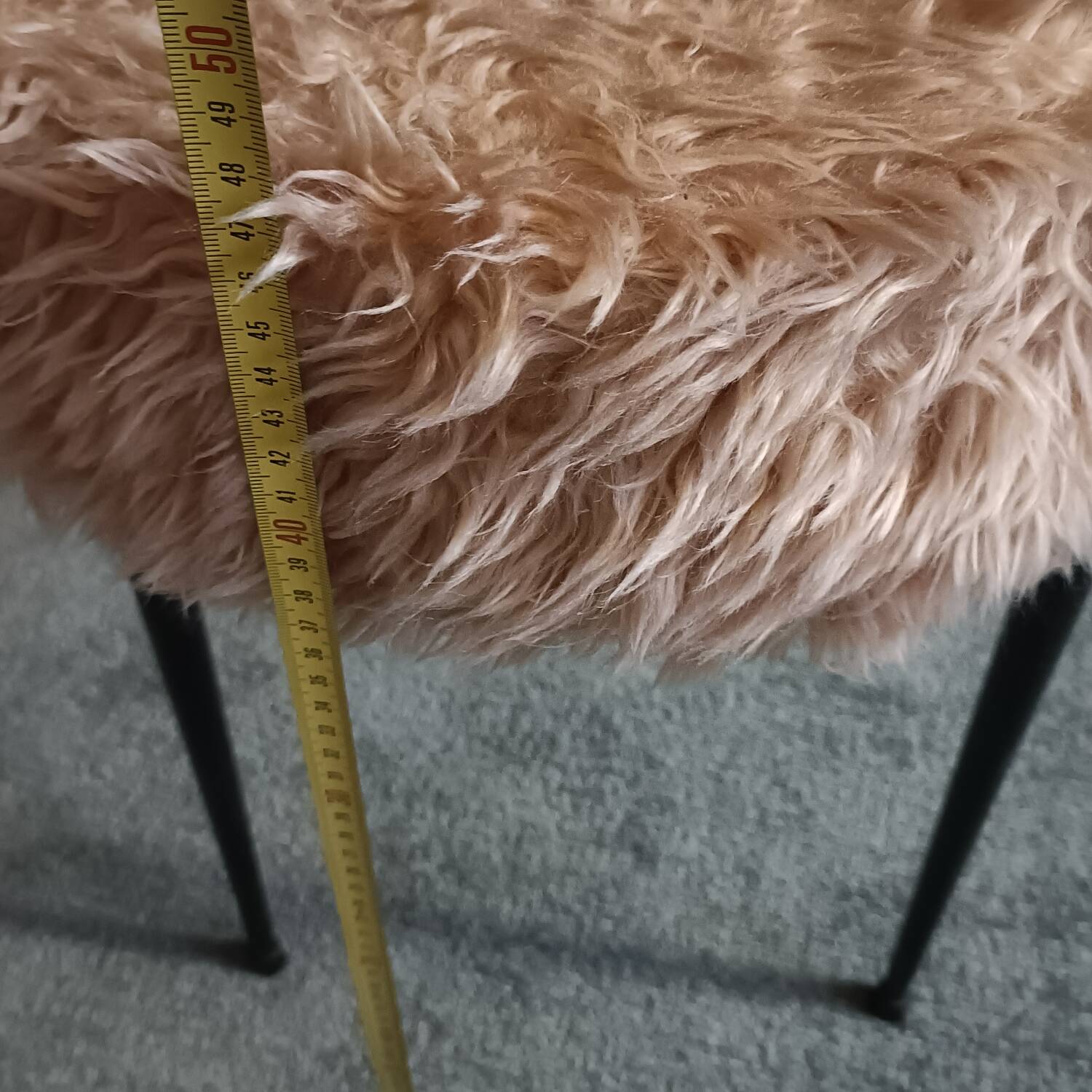 Beige faux fur tripod stool