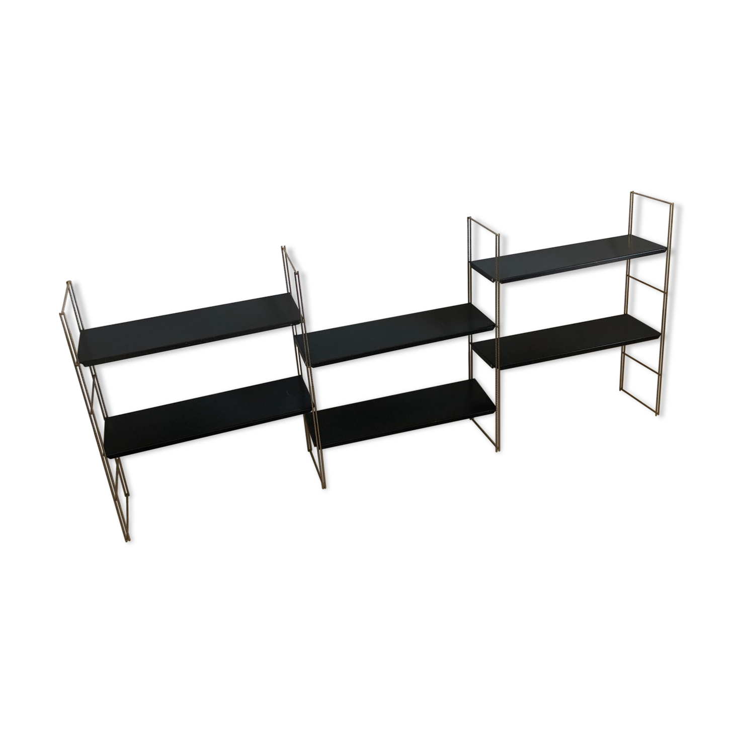 Vintage gold black string shelf 1960 144x60cm