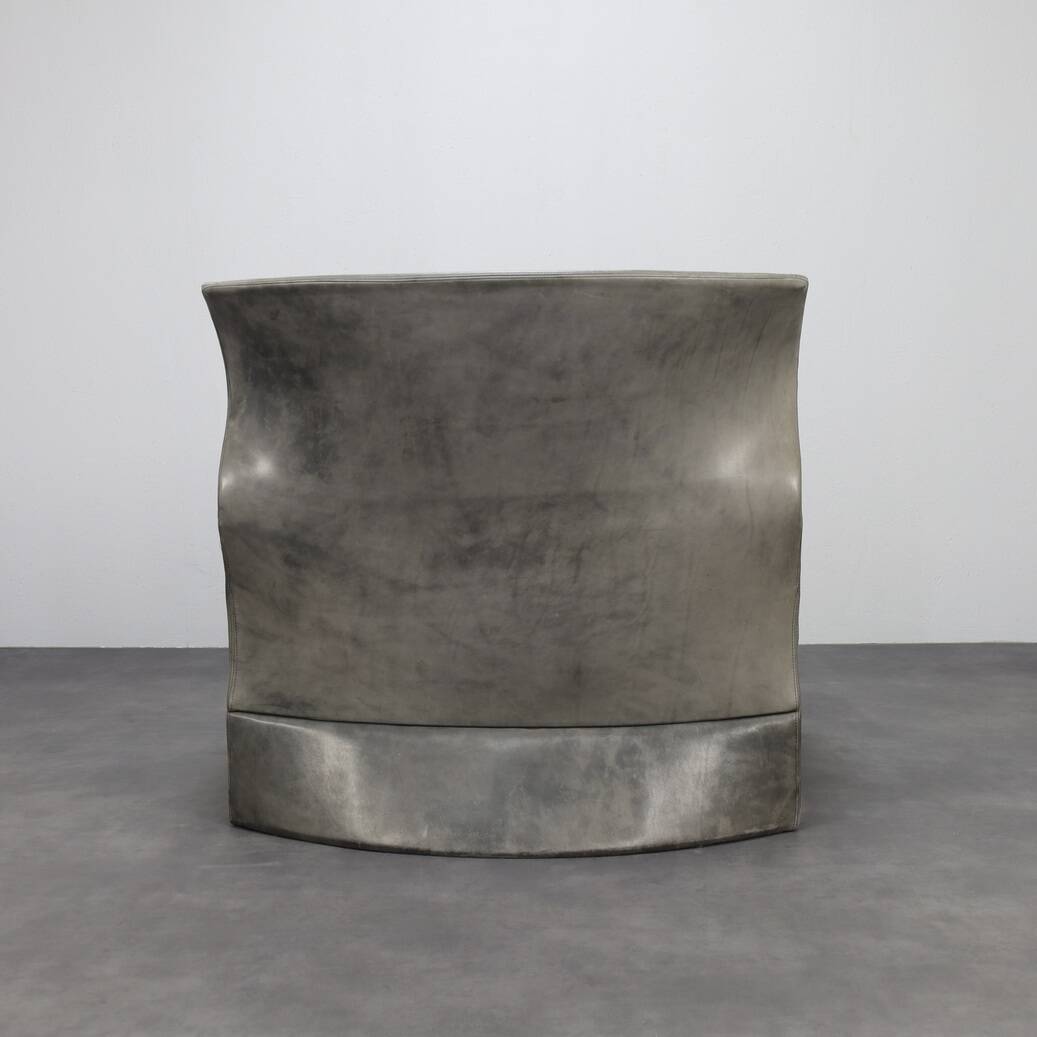 Vela Alta leather lounge chair and ottoman by Giovanni Offredi for Saporiti, Italy, 1970s