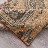 3x9 Mustard Light Blue Turkish Runner Rug 79x280Cm