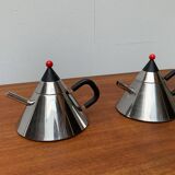 Postmodern Japanese kettle in stainless steel, set of 2