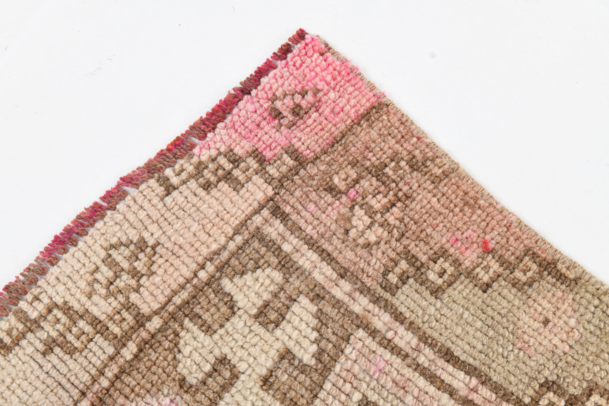 3x12 brown & beige vintage runner rug 100x360cm