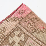 3x12 brown & beige vintage runner rug 100x360cm