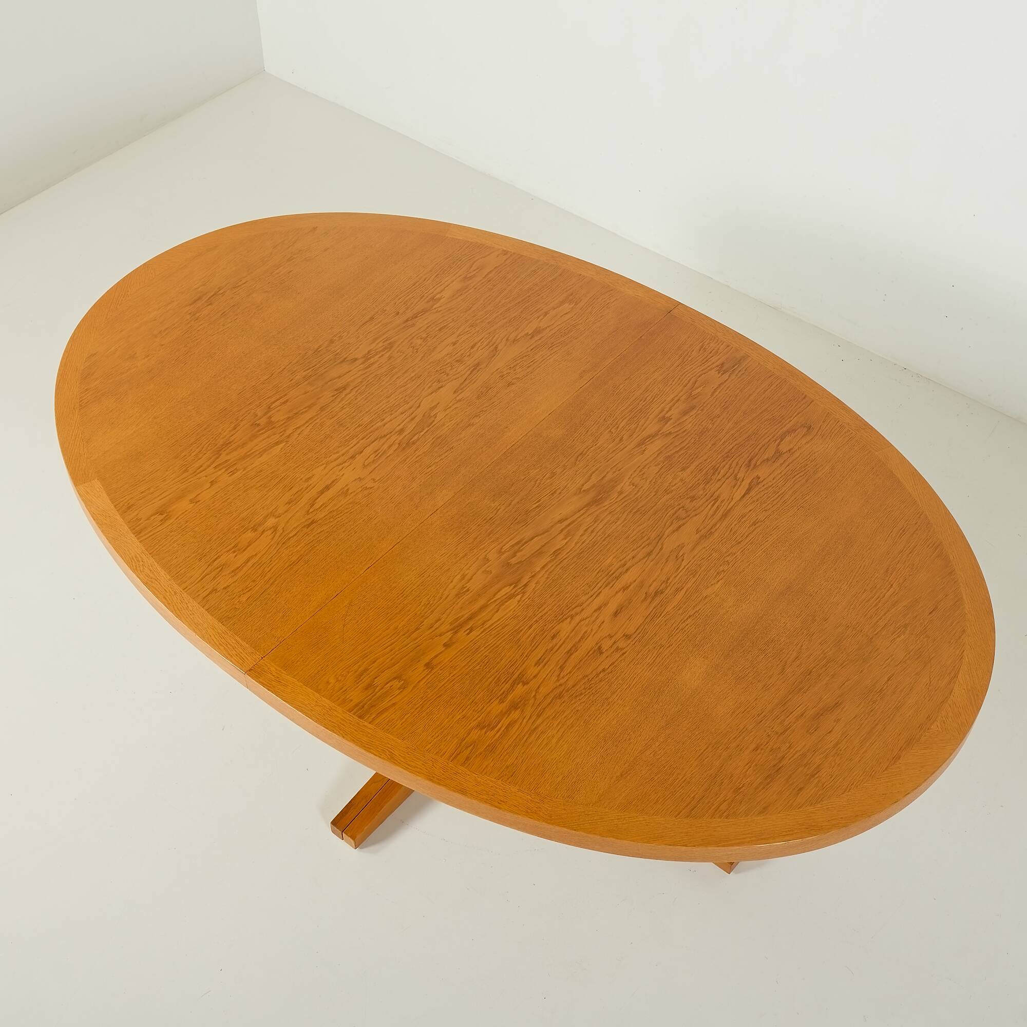 Danish extra large oak extension oval table attributed to Skovby, 1970s
