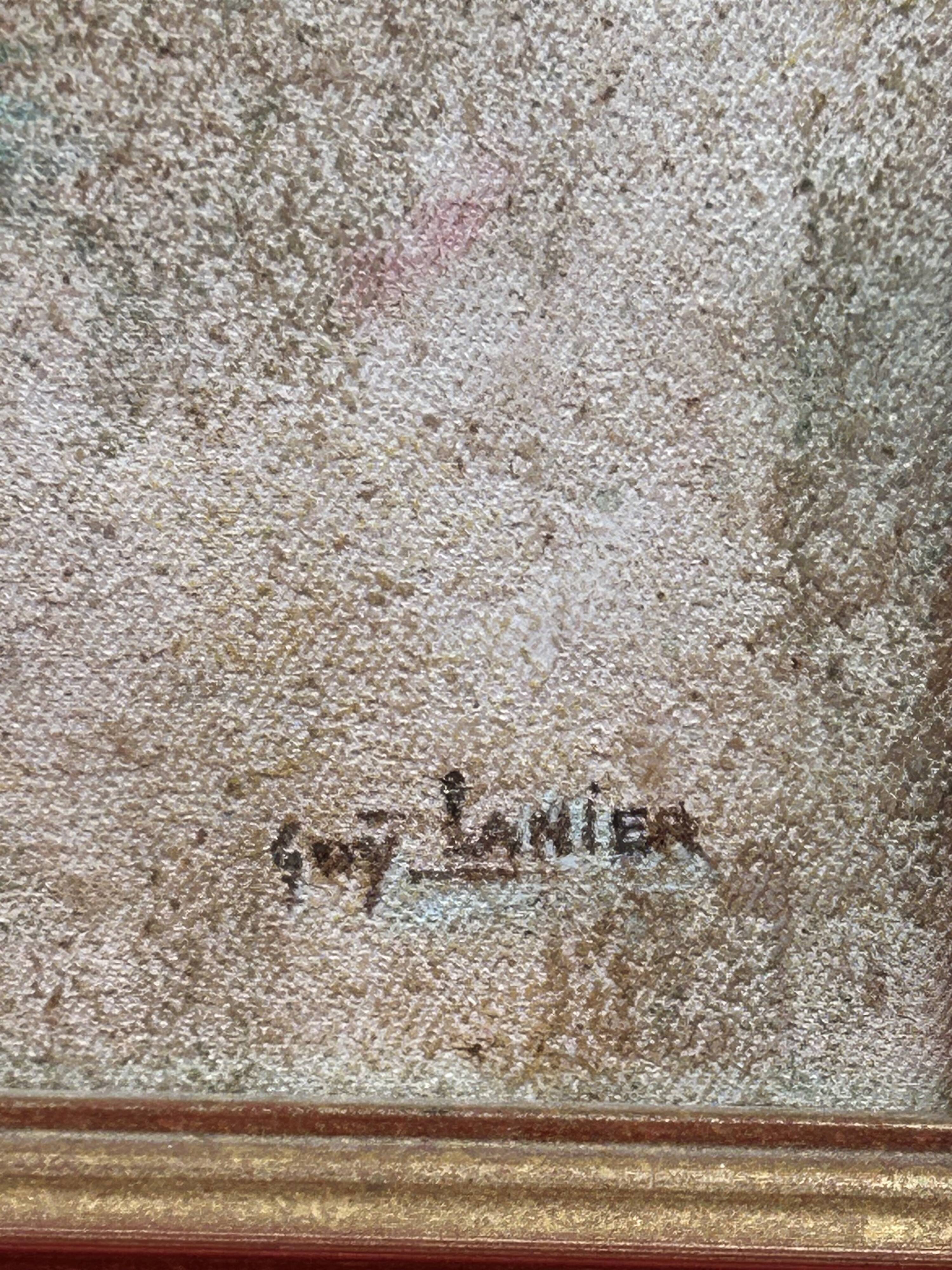 Oil/canvas Nature Wildflowers, Thistles signed Guy Lanier