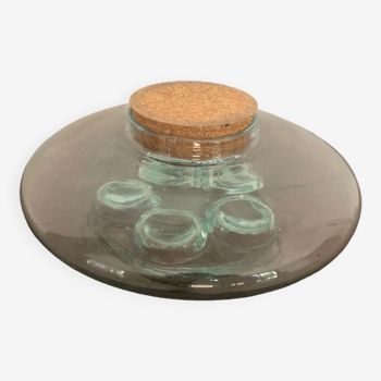 Vase rond en verre pour bougies chauffe plat