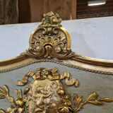 Mirror patinated golden and gray trumeau
