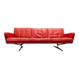 Sofa 3 places leather and chrome design 1950