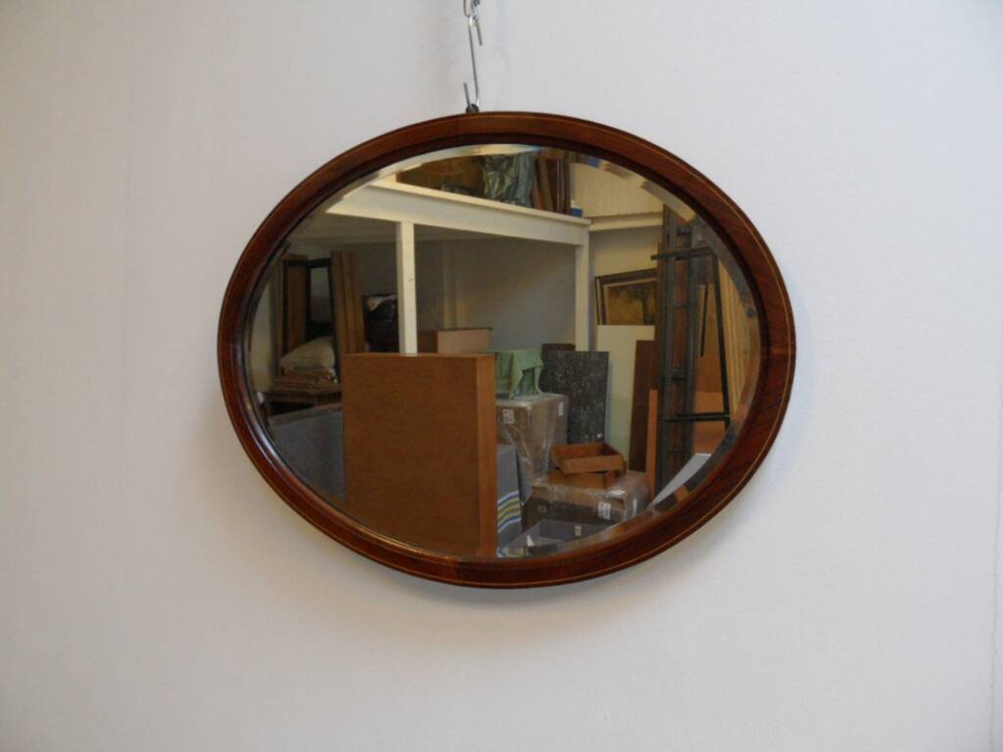 Antique mahogany oval mirror