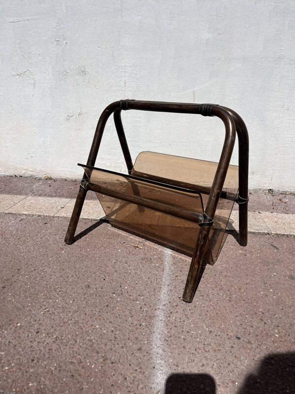 Porte revue Rotin et Plexiglas Marc Held