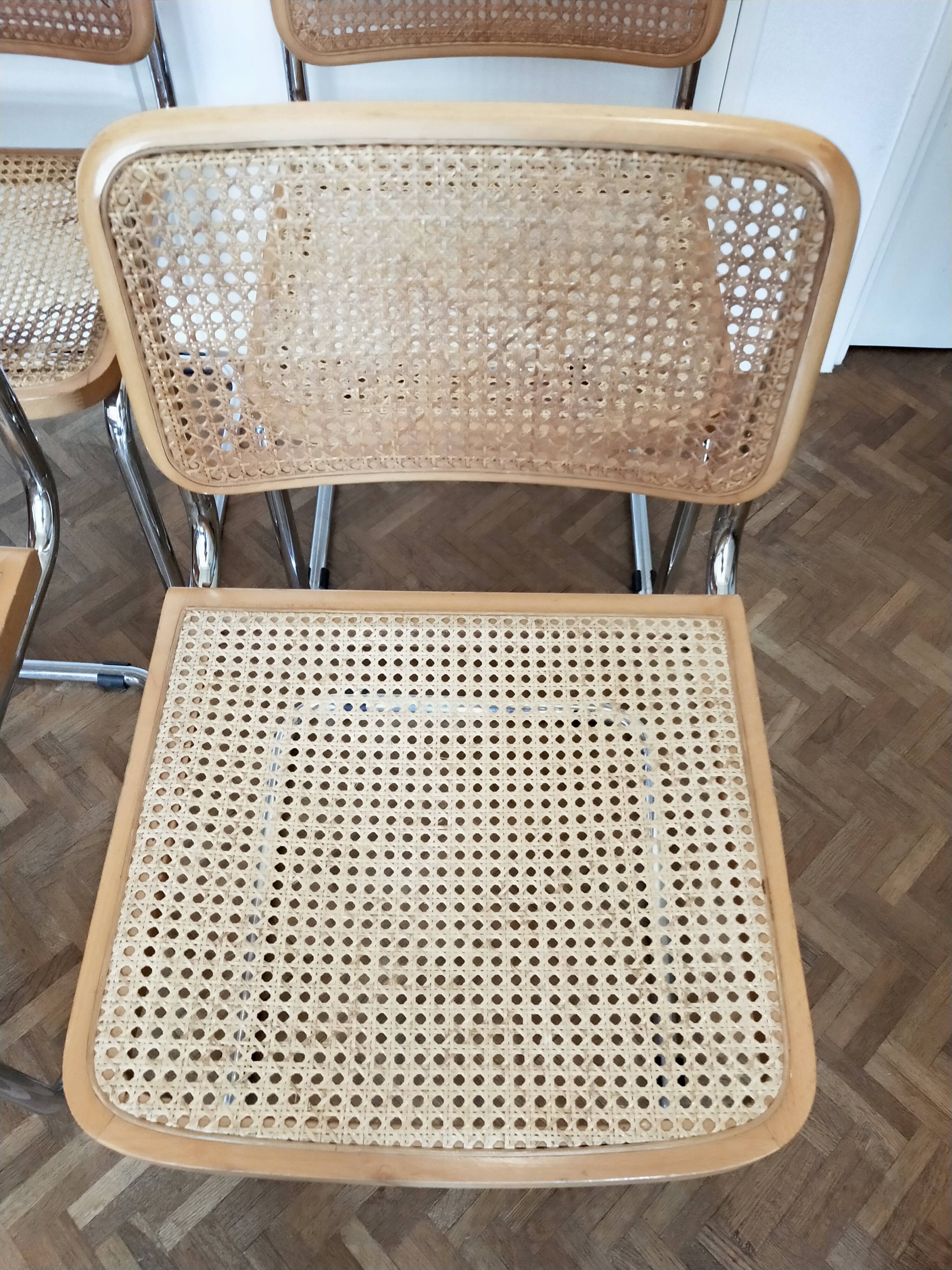 Set of 4 cesca chairs B32 by Marcel Breuer