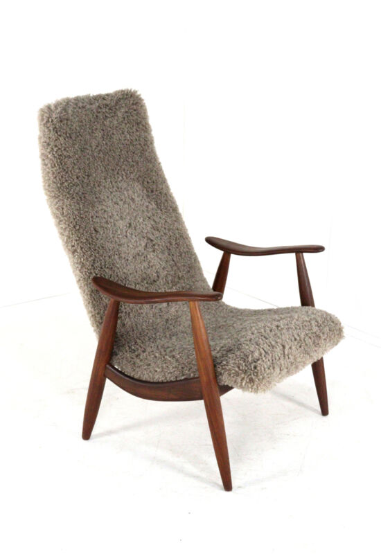 Mid century modern Armchair brown doodle (1) - total restoration - unique