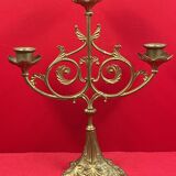 Candelabre d'Autel - 3 bougies, bronze, laiton