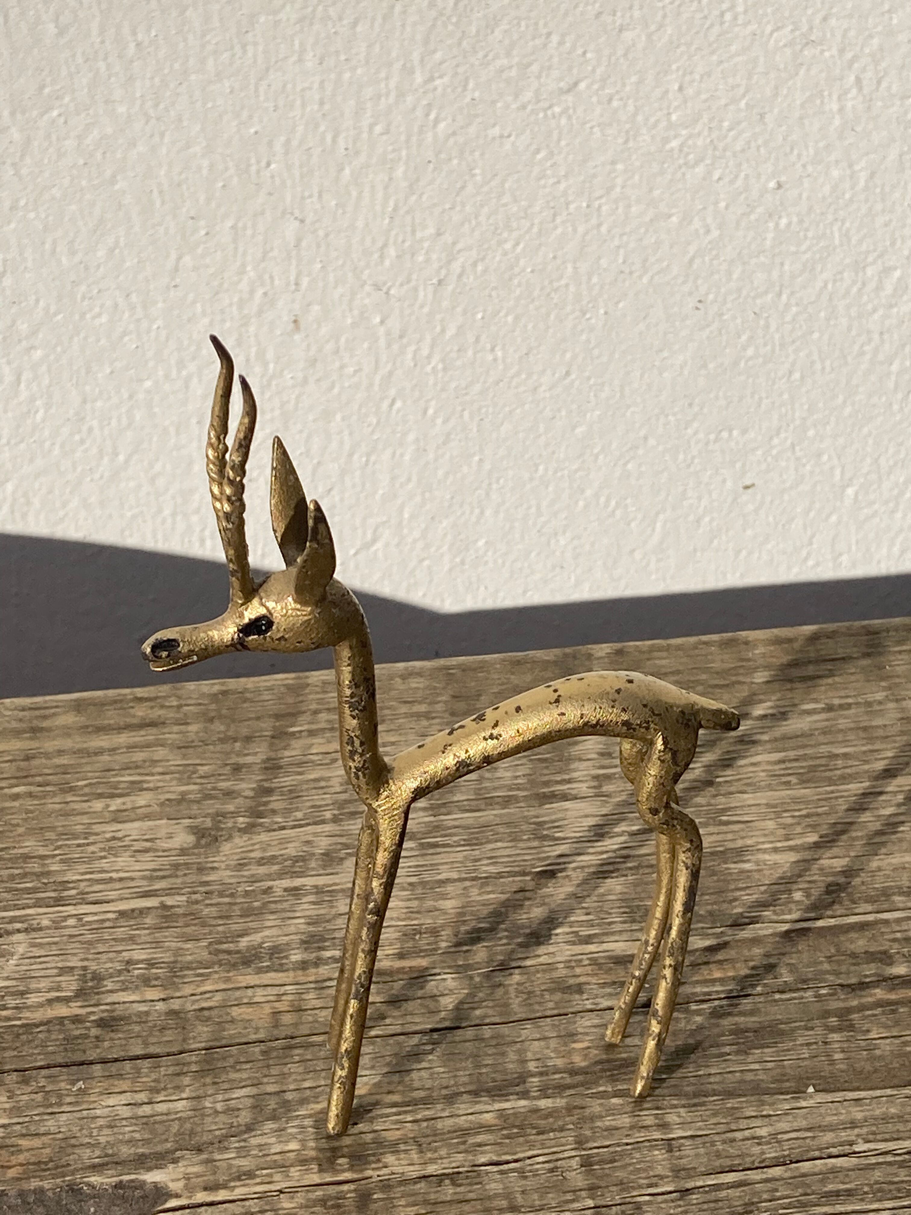 1970s gilded brass antelope