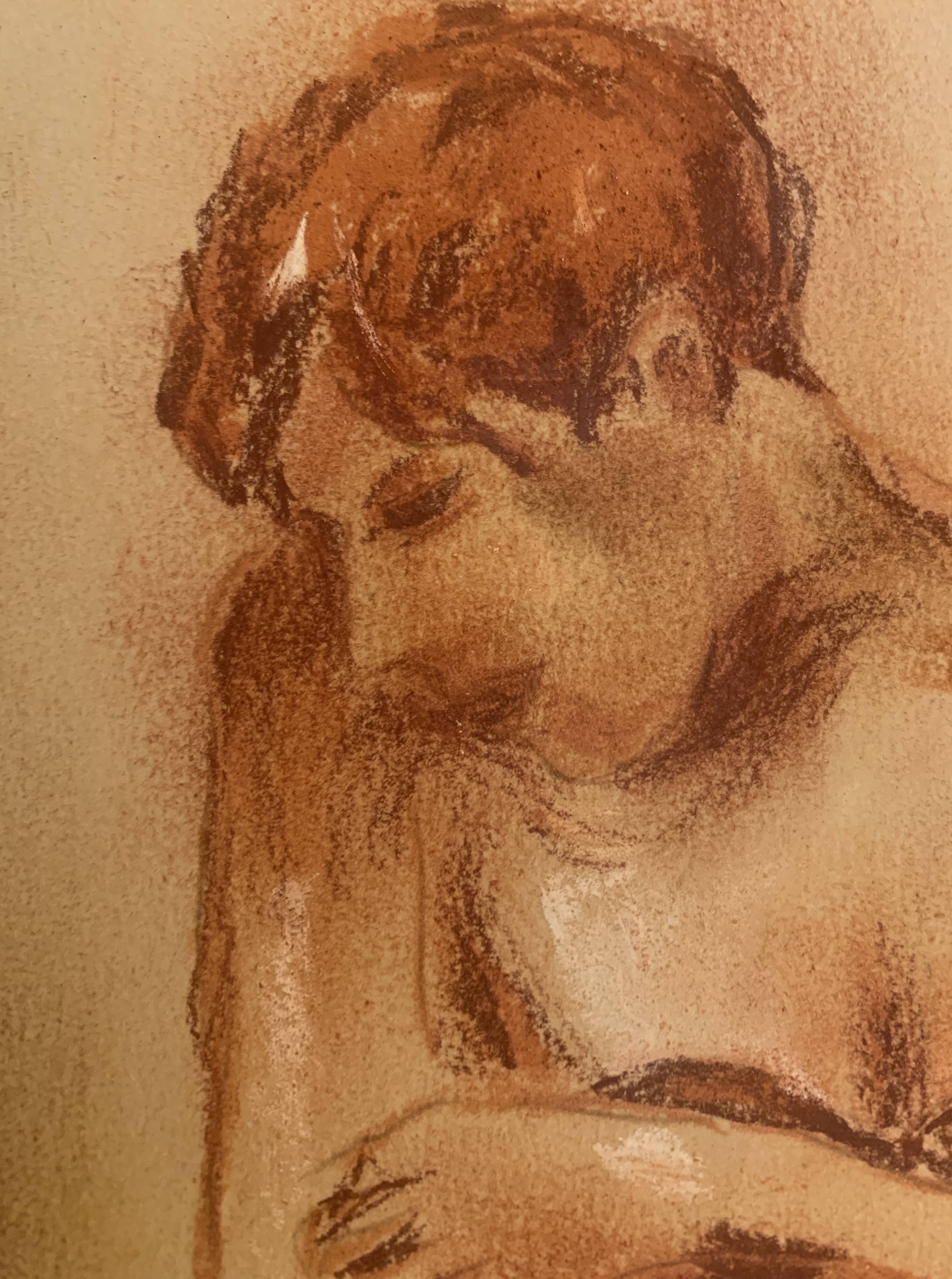Signed pastel painting, female portrait, Belle Epoque “The Corset”