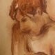 Signed pastel painting, female portrait, Belle Epoque “The Corset”