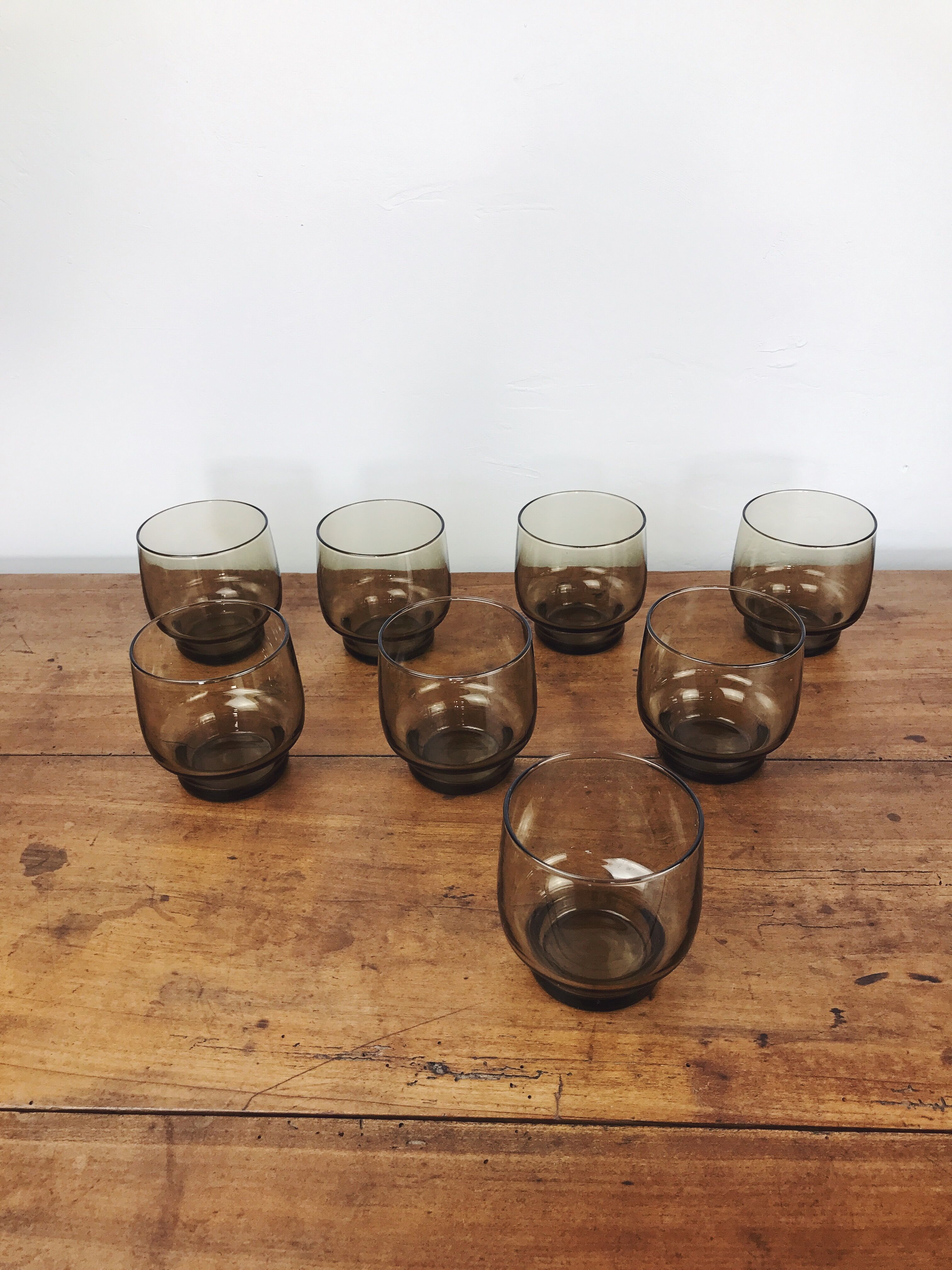Lot de 8 verres à eau en verre fumé