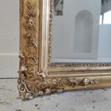 Rectangular golden mirror moldings plant motifs nineteenth H: 130cm