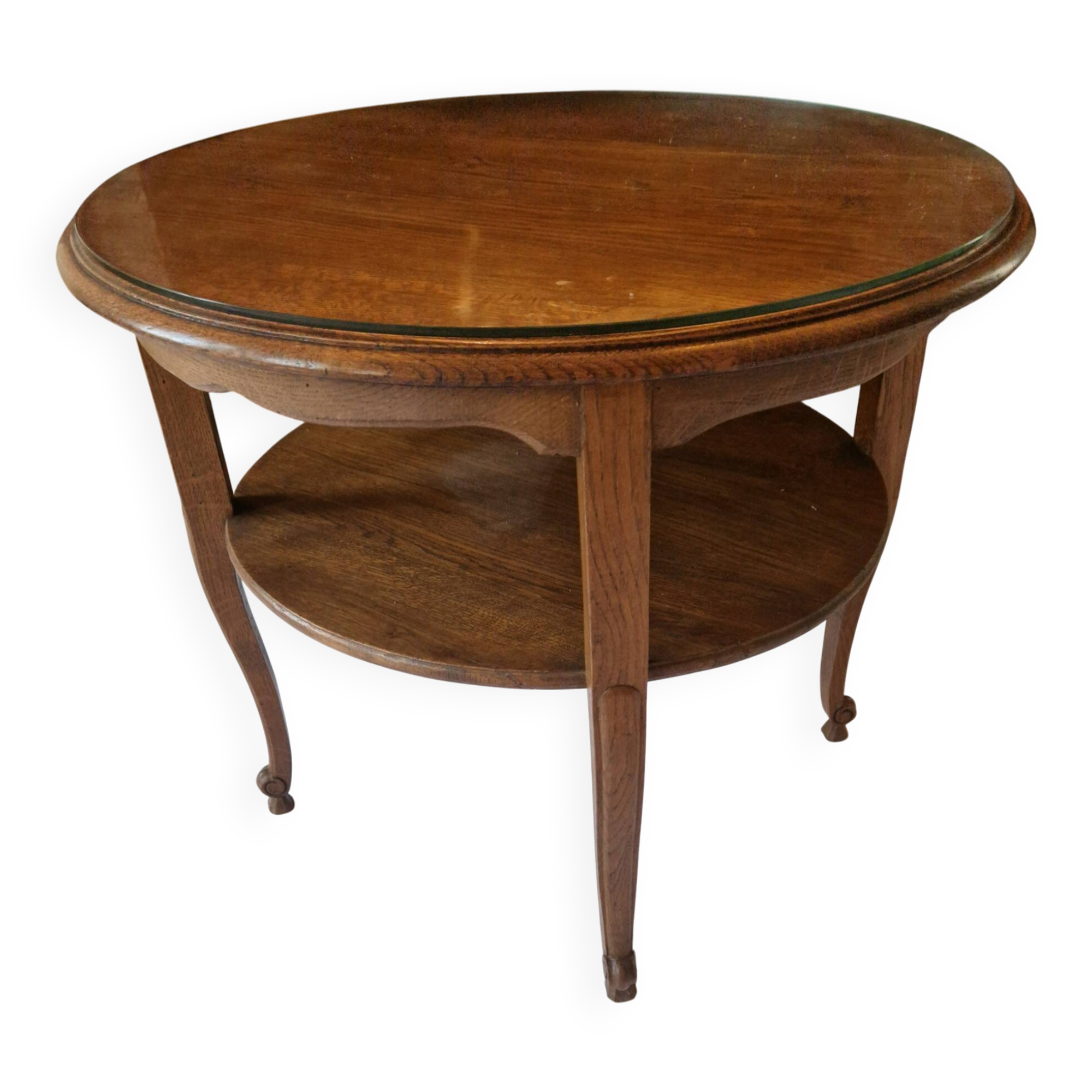 Round walnut gueridon with two tiers – Louis XV style – Perfect condition