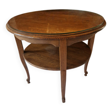 Round walnut gueridon with two tiers – Louis XV style – Perfect condition