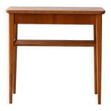 Scandinavian vintage teak nightstand with slatted shelf