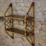 70s rattan wall shelf