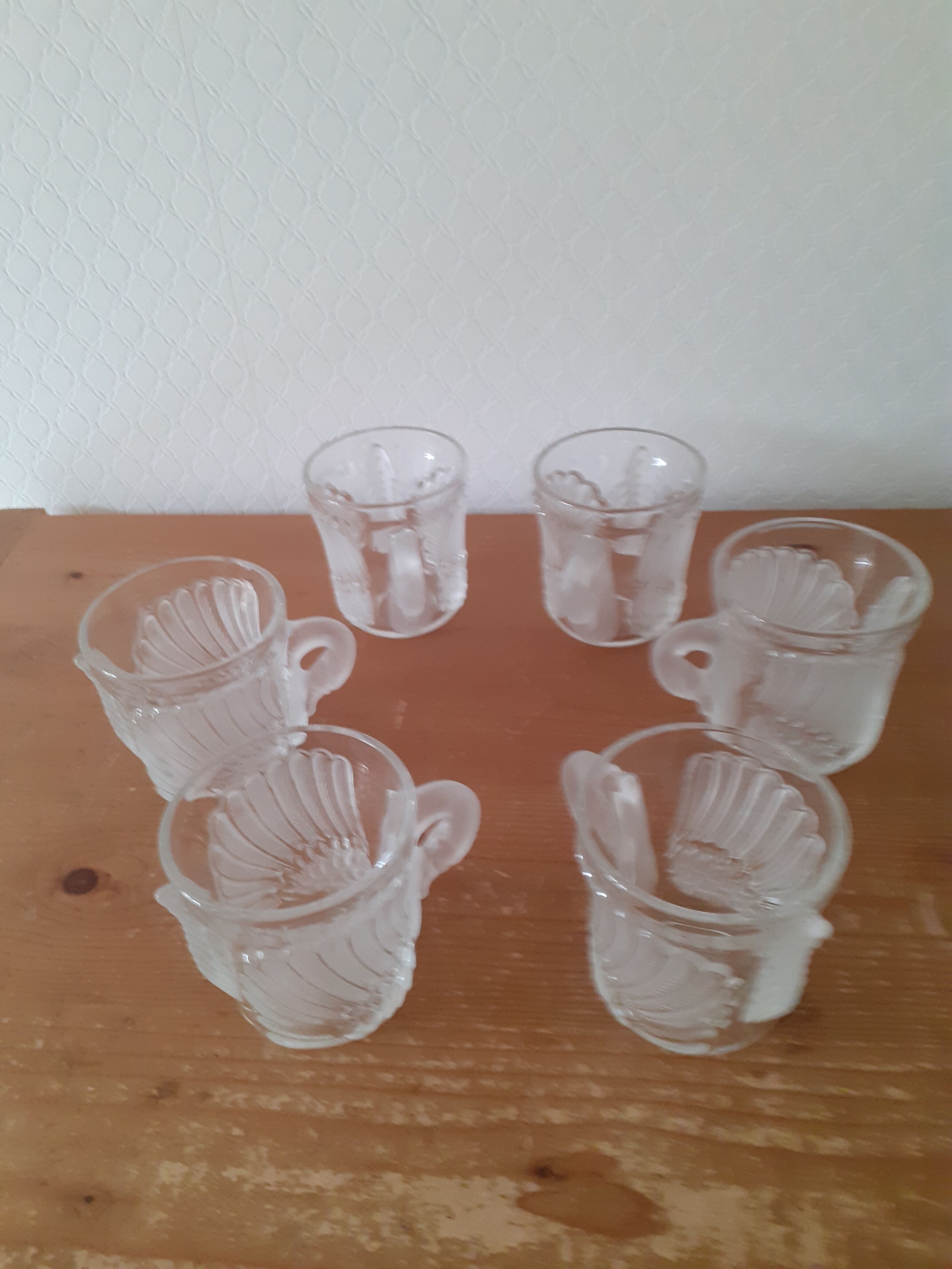 Set of 6 glass swan cups