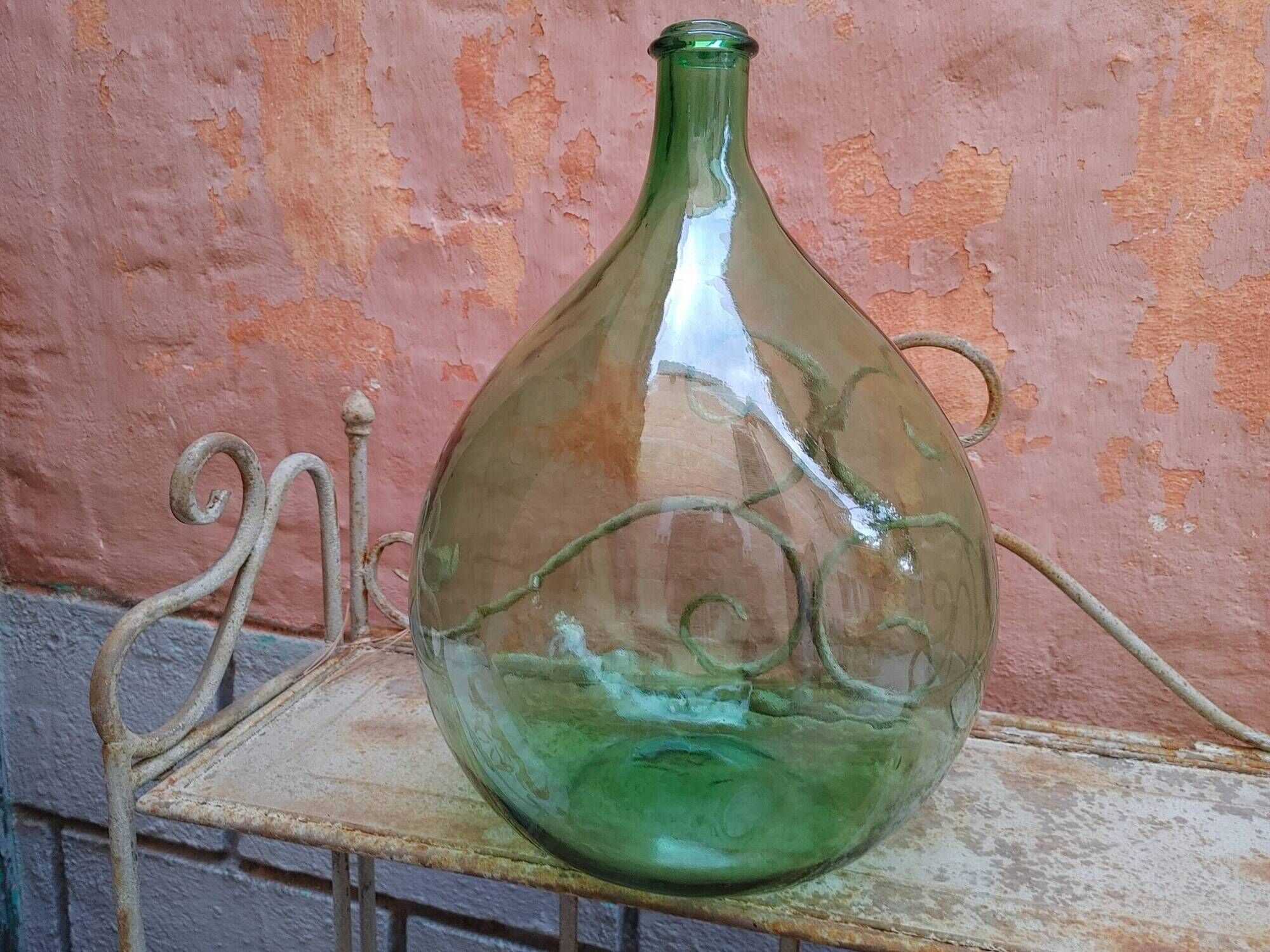 Lady Jeanne old bubbled glass - 15 liters - height 42 cm ( d)