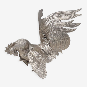 Coq de combat métal argenté / fer blanc - 1960