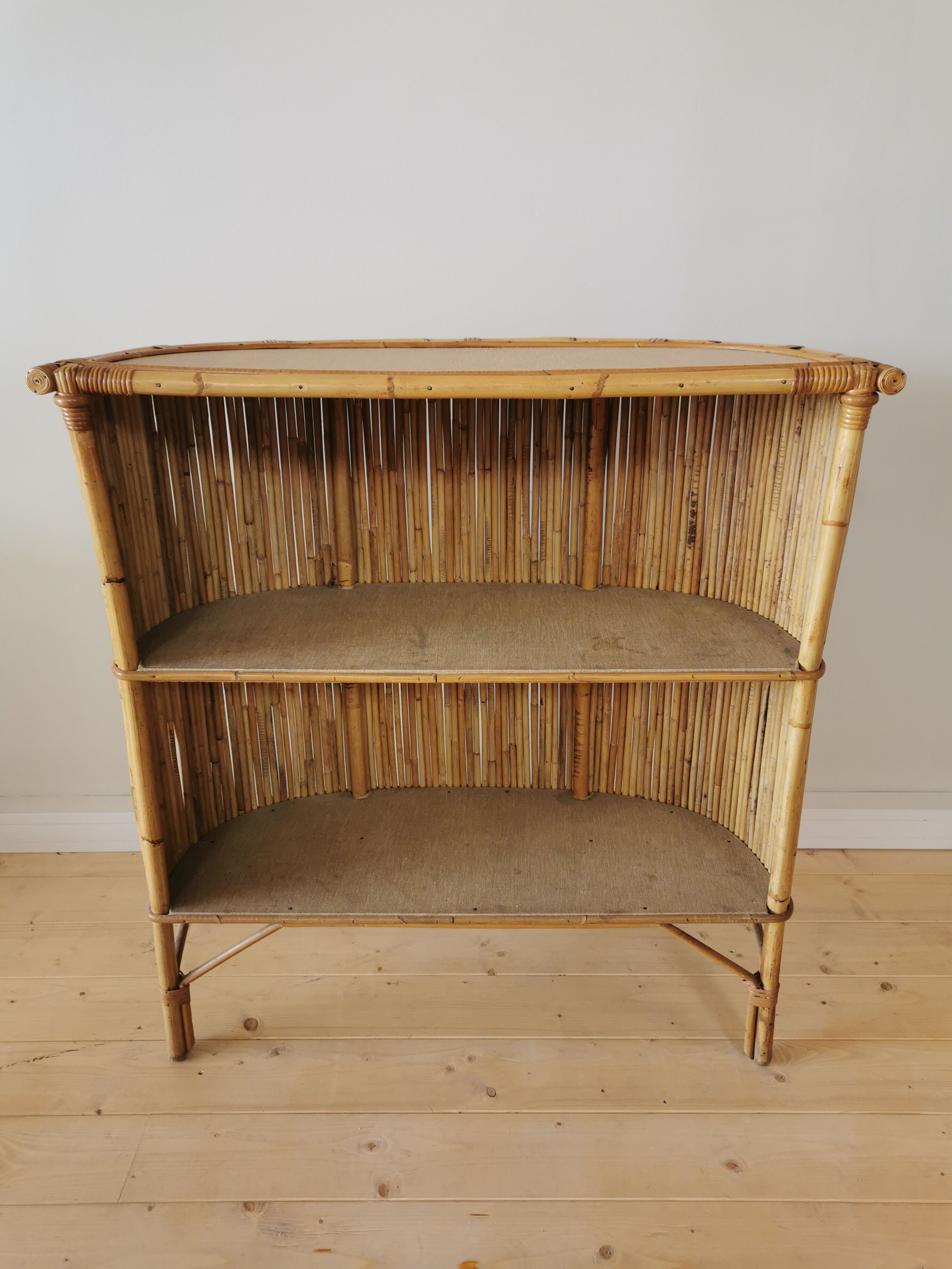 Bar et tabourets en rotin des années 50/60